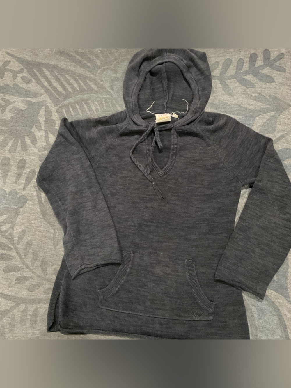 Roxy Dark Gray Scoop-Neck Pullover Sweater